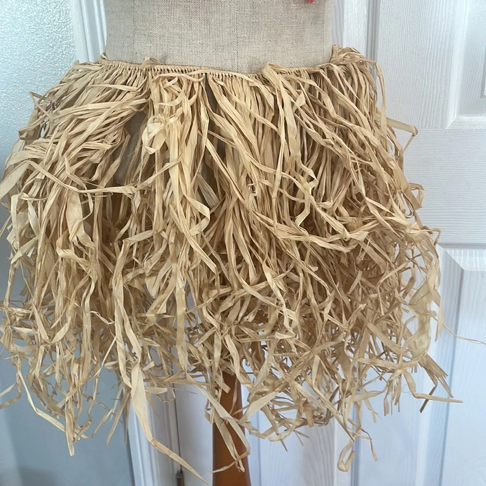 Vintage Hawaiian luau grass hula skirt costume floral bikini top leis girls 5 pc